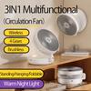 Rechargeable 3IN1 Multifunctional Portable Fan Wall Mounted Fan 90° Folding Fan 4 Gears With Warm Night Light
