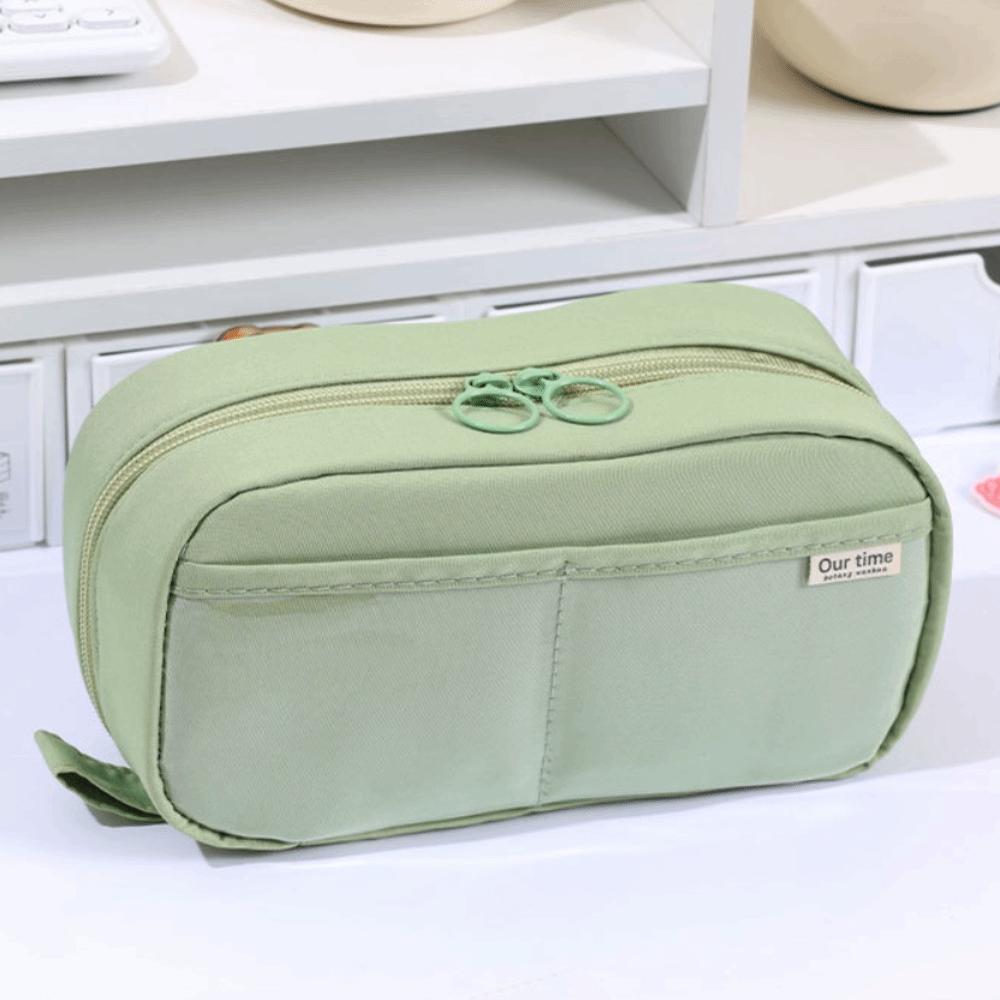 

Multi-functional Pen Organizer Large Capacity Makeup Bag Simple Students Stationery Bag Students зелёный