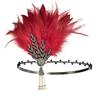 Women Vintage Feather Headband Black Rhinestone Beaded Sequin Hair Band Vintage Headpiece Flapper Feather Headdress
