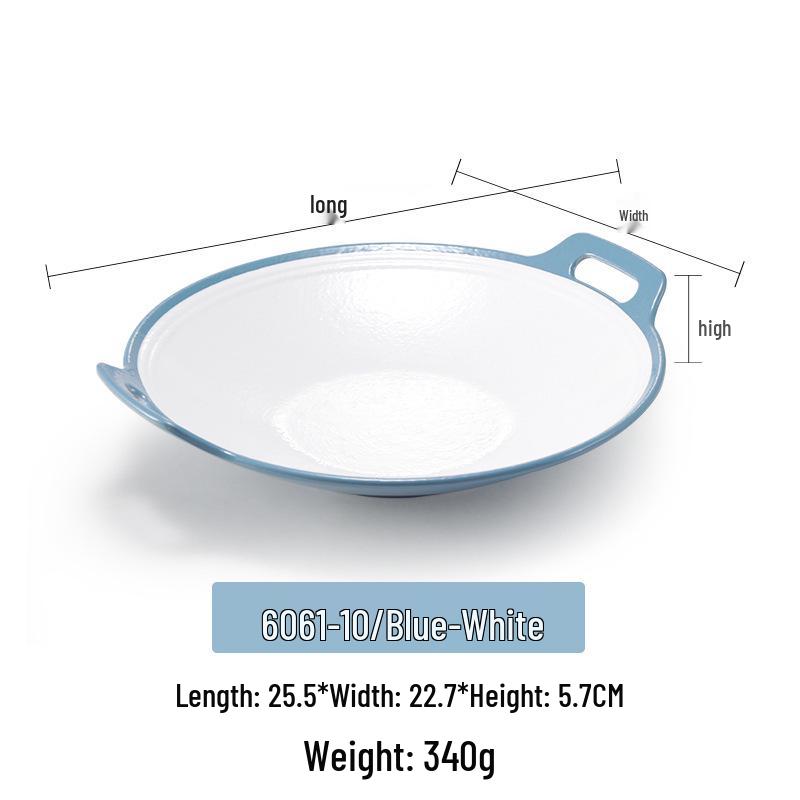 Kaibaiya Melamin tiefe Suppen- und Wok-Platte mit doppelten Griffen für den Einsatz im Restaurant oder Hotel