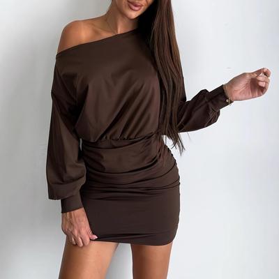 Women's Sexy Off-Shoulder Long Sleeve Loose Mini Dress