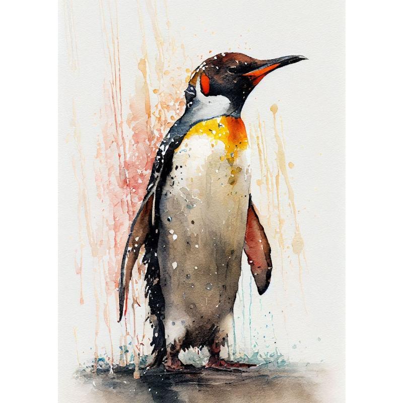 Cute Funny Retro Animal Penguin Couple Animal Art Poster Canvas Painting Wall Prints Picture for Living Room Home Decor