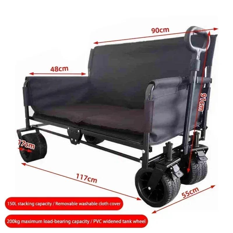 Multifunctional Camping Wagon, Transforms into Sofa Seat, Foldable Outdoor Gear Hauler for Picnics & Trips Accessories
