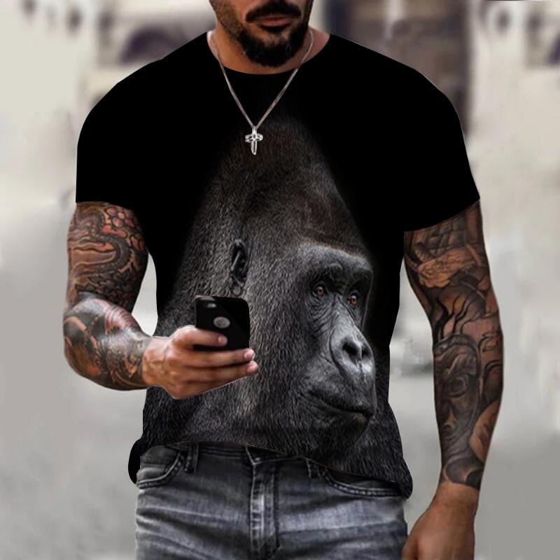 Summer New Foreign Trade 3DT-shirt Casual Men's T-shirt Short-sleeved 3D Printed T-shirt Cat