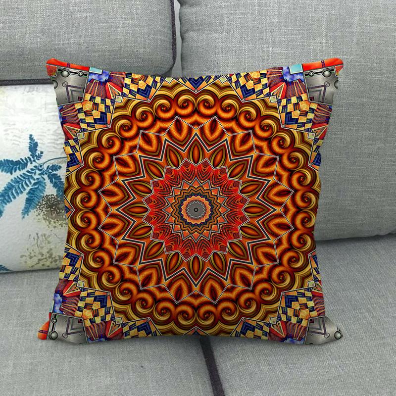 Symmetrical Bohemian Geometric Patterns Digital Printing Short Plush Pillow Covers For Car Sofa Office Cushion Cover Home Goods