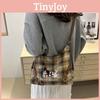 Letters Marn Kieen Cotton Tote Bag Plaid Pattern Soft Structure Travel Work