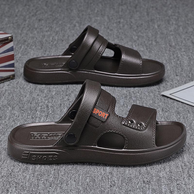 Mode Weiche Dicksohlige Lässige Hausschuhe Anti-Geruch Leder Pantoletten Sandalen Herren Strandbekleidung Rutschfest Knöchelschnallen Hausschuhe Zuhause