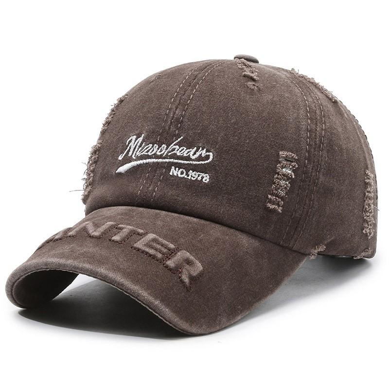 Hole washed denim soft top old retro face cap women's fashion personalized street sunscreen baseball cap