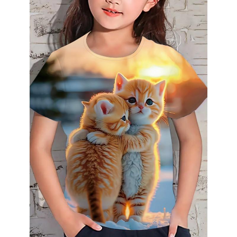 2023 New Girl Boy Cute Unicorn Children's T-shirt Boy Girl Summer Children's Short Sleeve Casual Clothing