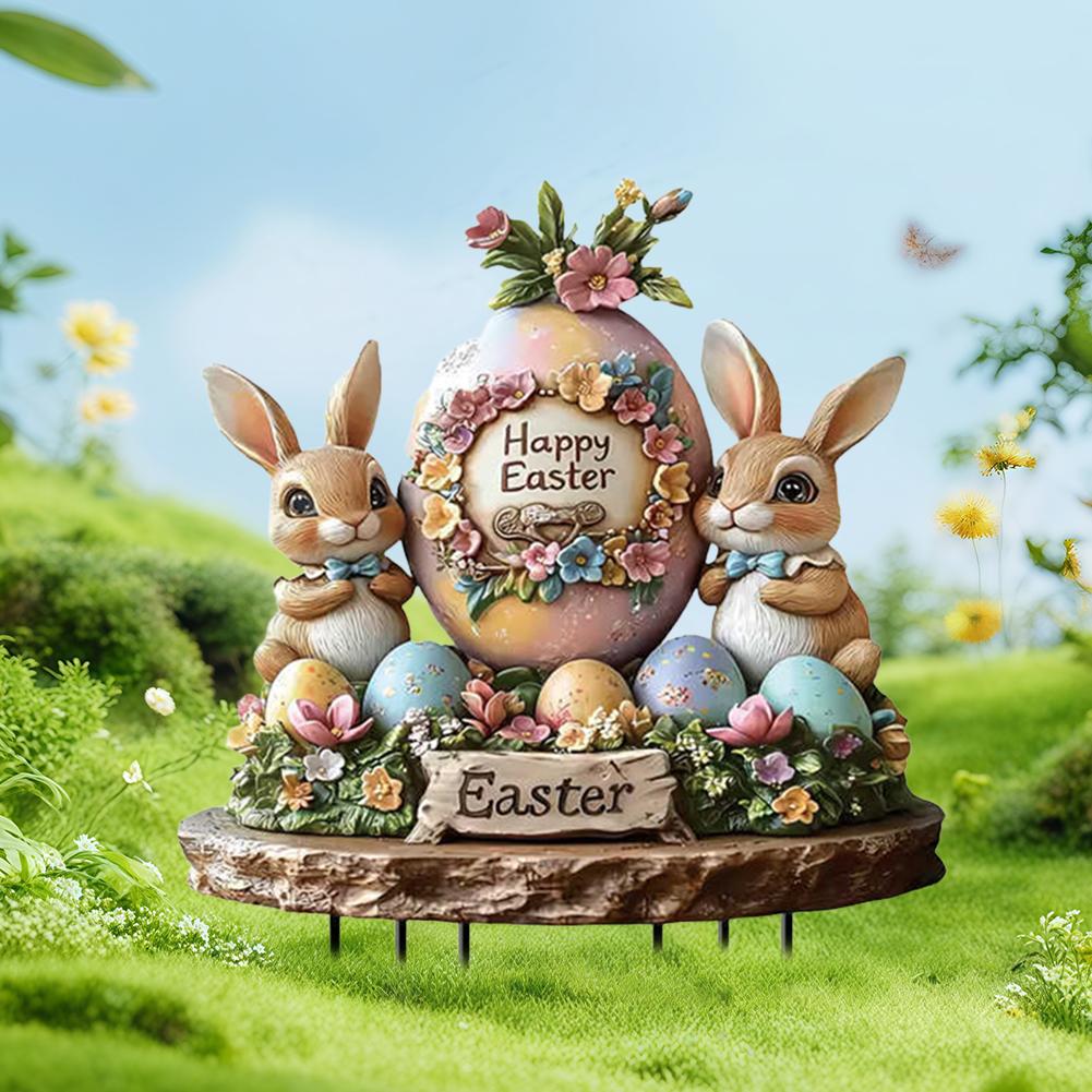 Acryl Gartenstecker Dekoration Osterhase Kaninchen Hof Rasenstecker Ornament Wasserdichte Hofstatue für Außendekoration