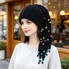 Knitted Dreadlock Hat Color Bead Decor Braided Wig Hat Colorful Dreadlock Beanie  Fashion Shooting