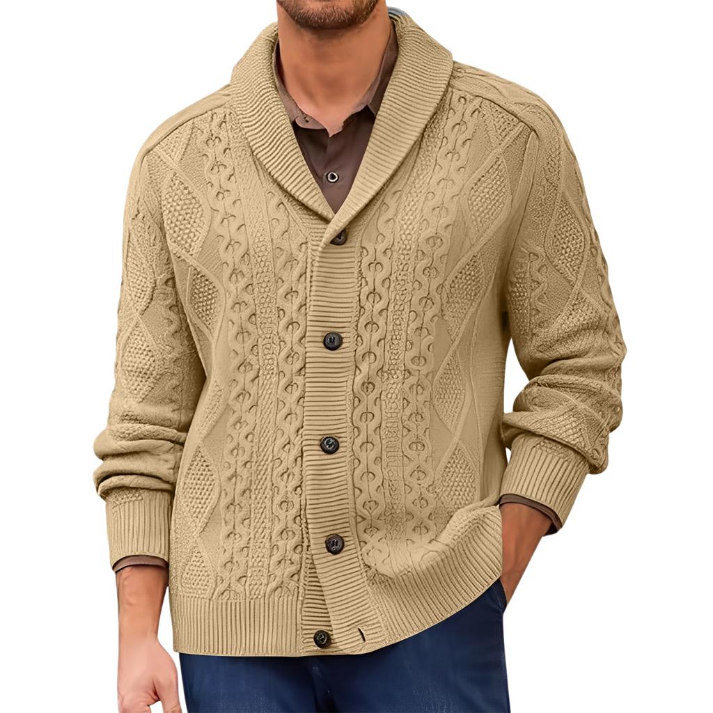 Men's V-Neck Knit Button-Front Cardigan Jacket
