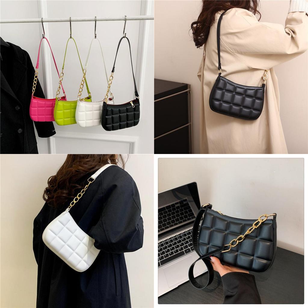 Trendy City Minimalist Grid Embossed Shoulder Bag For 2023 Fall/winter Season