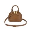 Sweet Mini Bowling Handbag Retro Single Shoulder Bag For Women Color-Block Handheld Vintage Retro Oil Wax Leather Shell Bag