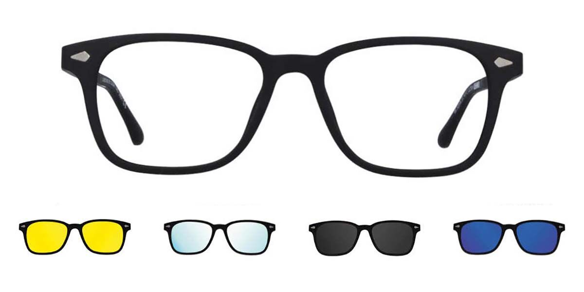 

Clip On SqUare Black SmartbUy collectiOn Lars With Clip On FoUr Set U 0300 02m fashiOn Unisex Eyeglasses Black/54-18-145