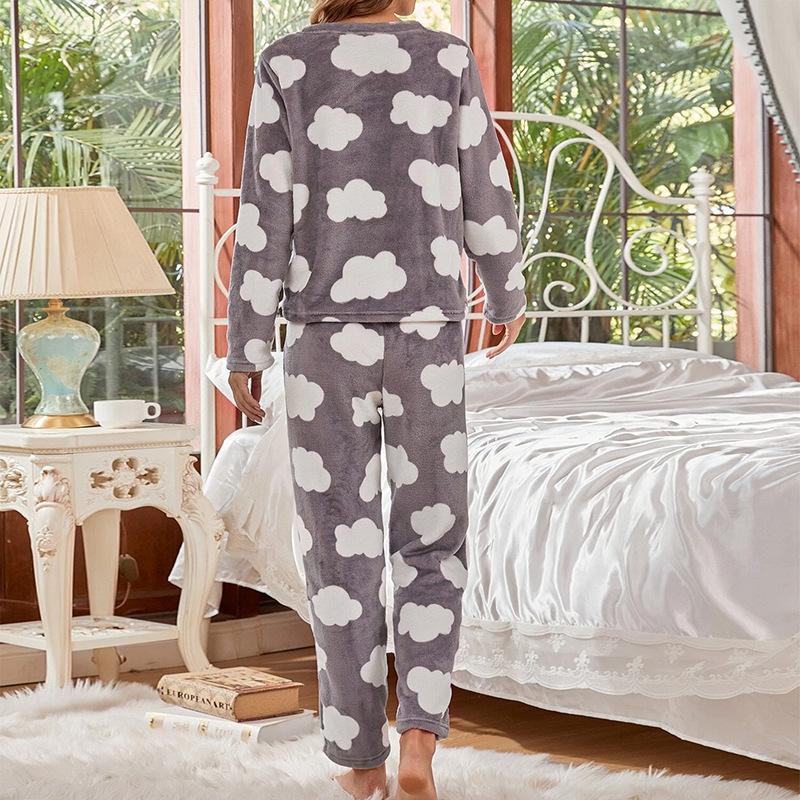 Pigiama Ispessito Caldo in Flanella Autunno e Inverno Taglie Forti Abbigliamento da Casa da Donna Può Essere Indossato Fuori La Tuta