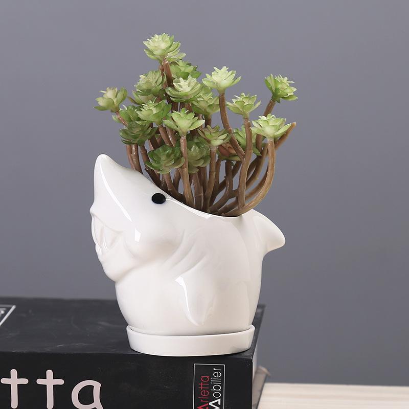 Gardening Succulent Flower Pot Ceramic, Creative Indoor Tabletop Cartoon Dolphin Animal Flower Pot