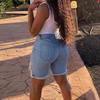 Shorts jeans femininos de verão rasgados com borda crua