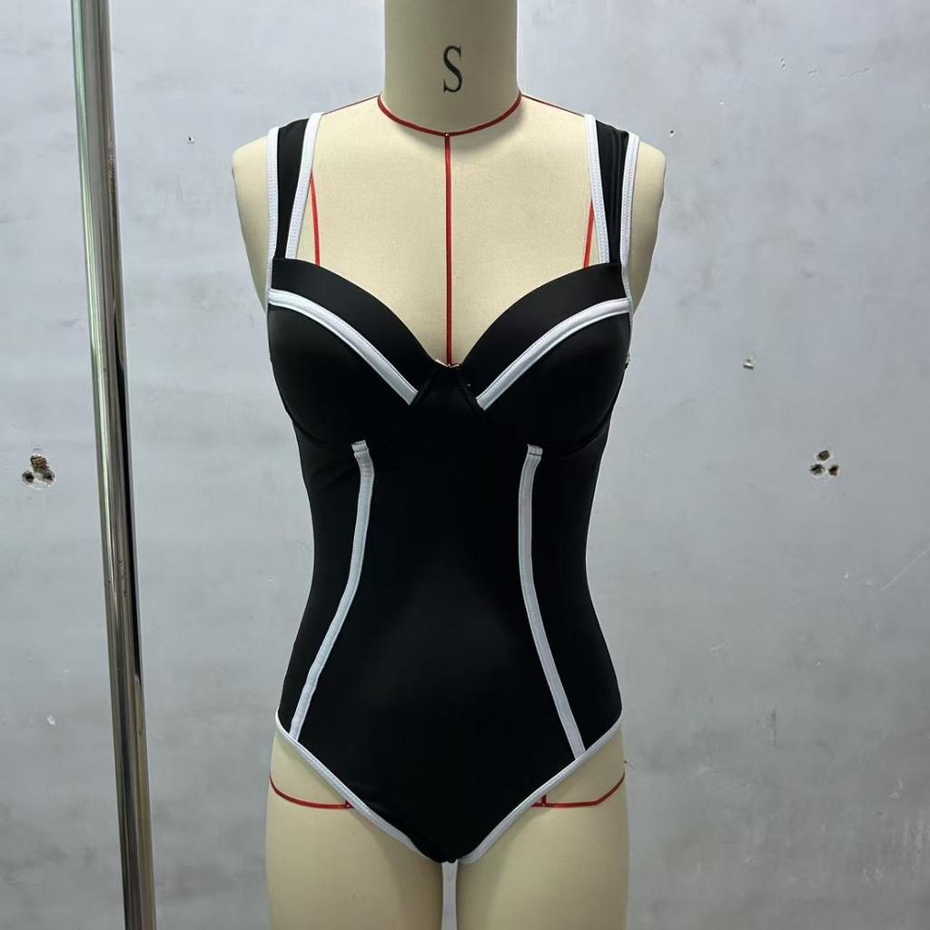 Women’s High-Waist Monokini Bathing Suit One-Piece Swimsuit, Modest Tummy-Control Slimming Beach Swimwear