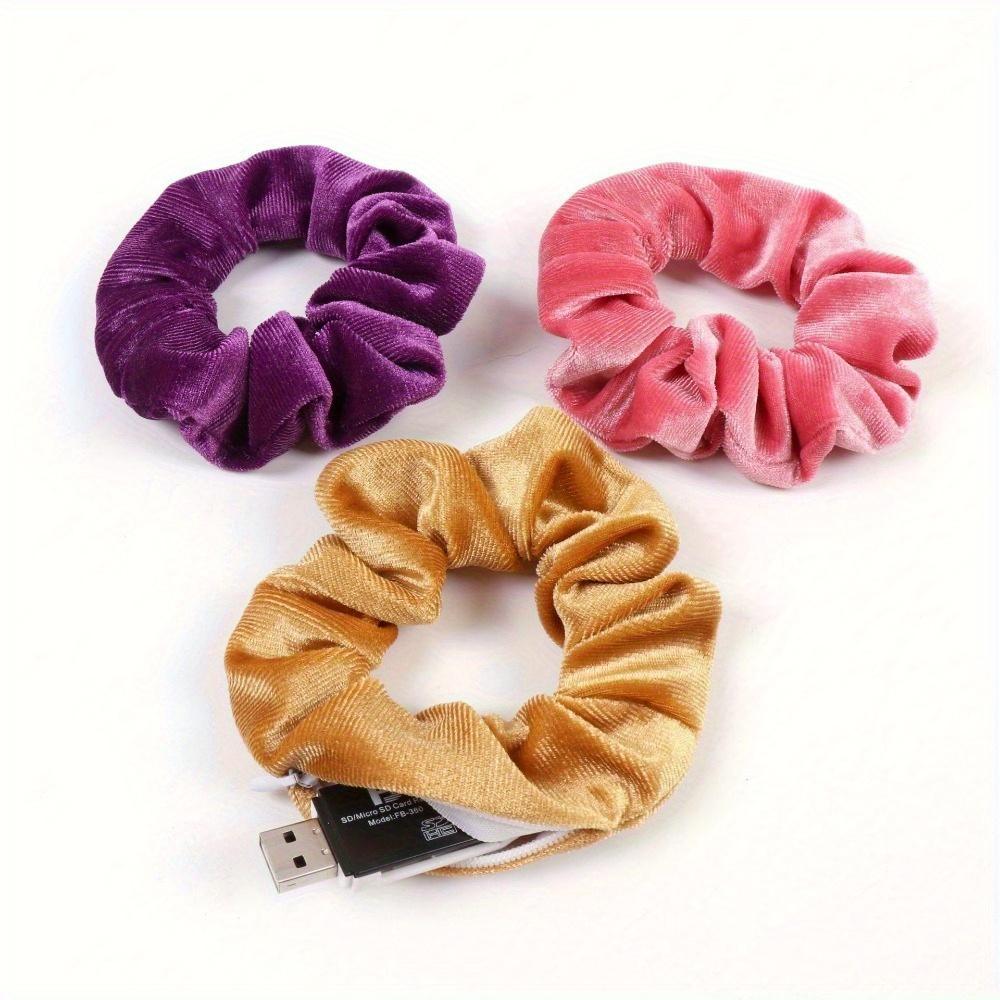 Solid Colour With Hidden Zip Pocket Sturdy And Durable Fabric Elastic Hairbandversatile Accessorystylish Hair Styling Tool
