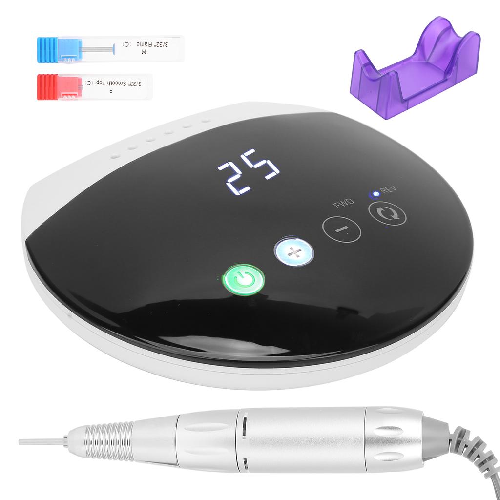 30000RPM Electirc Nail Drill Machine Portable Adjustable Nail Grinding Polisher (100‑240V)EU Plug