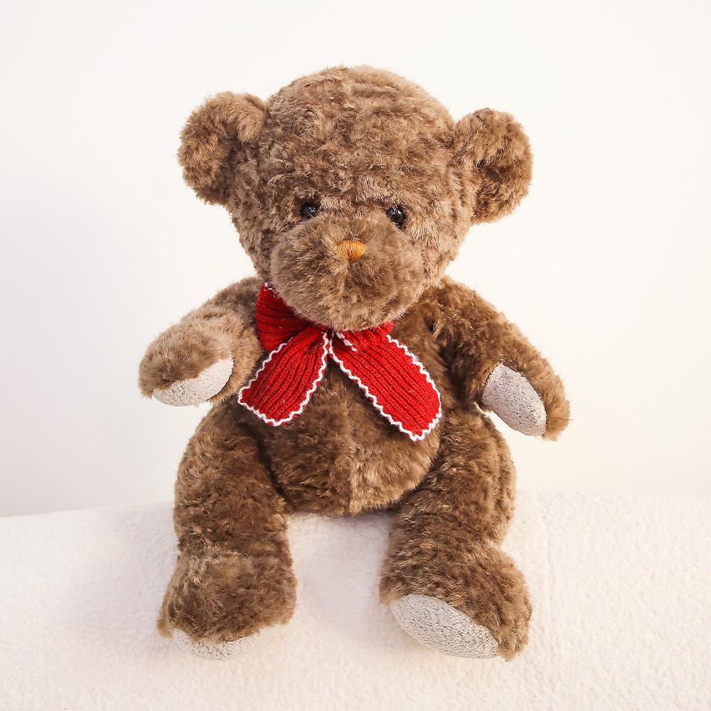 Plush Teddy Bear Gift For Girlfriend With Bow Tie Soft Stuffed Animal For Birthday Celebration