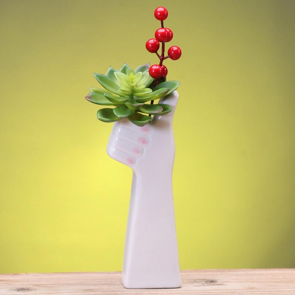 Creative Hand Shape Vase Ceramic Hydroponic Vase Flower Arrangement Home Decor Desktop Art  Ornament Garden Supplies