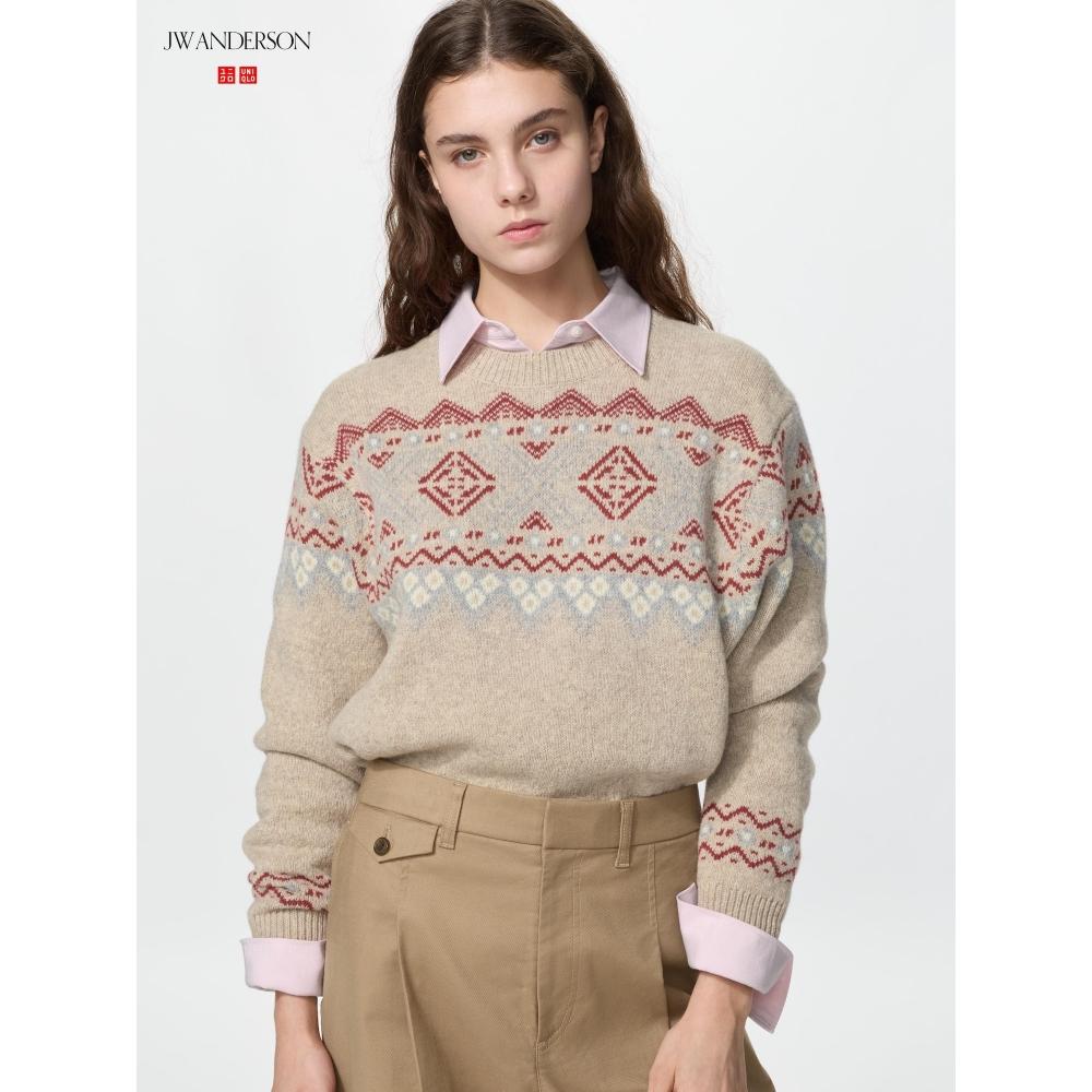 Uniqlo Lambswool Fair Isle Crew Neck Sweater