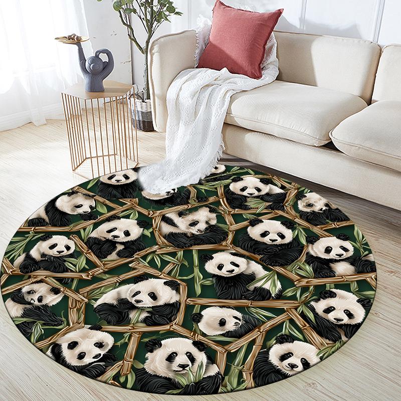 Panda Pattern Round rug,Carpet Rug for Living Room Bedroom Sofa Playroom Decor,Non-slip Floor Mat,Holiday Gifts and Birthday Gifts