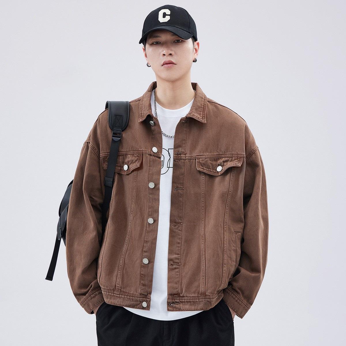 

Американская ретро-розовая джинсовая куртка Dopamine Мужская модная повседневная куртка Aso Agent 5XL кофейный