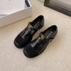 Cowhide Version, Spring New Retro T-button Mary Jane Shoes Women's Brown Loafers Low-heeled Single Shoes Small Leather Shoes Tide