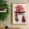 1 stück RETRO Landschaft Samurai Geisha Bonsai Torii-tor Sakura Poster HD Poster Home Room Bar Cafe Decor Kunst Wand malerei Bild