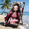Custom Name Personalized Demon Slayer Print Beach Towel, for Trip Camping Beach Party Home Decor, Birthday Gift for Family & Friends