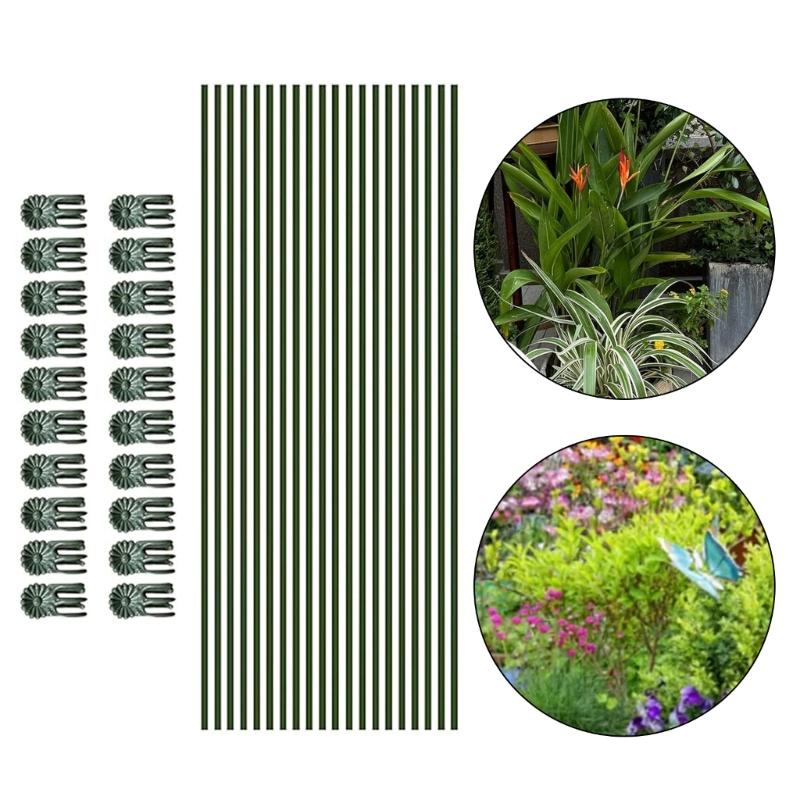 Grüner Biegsamer Pflanzenstab für Gartenblumen Gemüse Verstellbare Stützstange Hochfester Kunststoff Einfache Installation