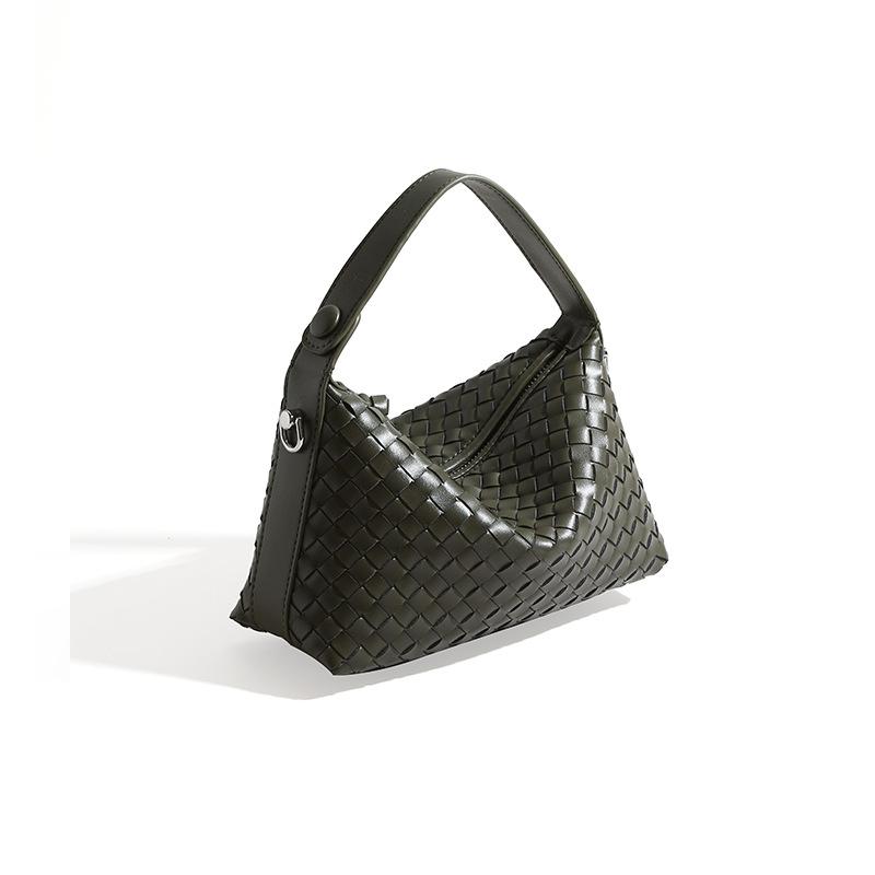 Bolso de Mujer de Cuero Genuino Bolso Simple de Mujer Bolso Bandolera de Un Hombro Bolso Tejido de Mano de Gran Capacidad