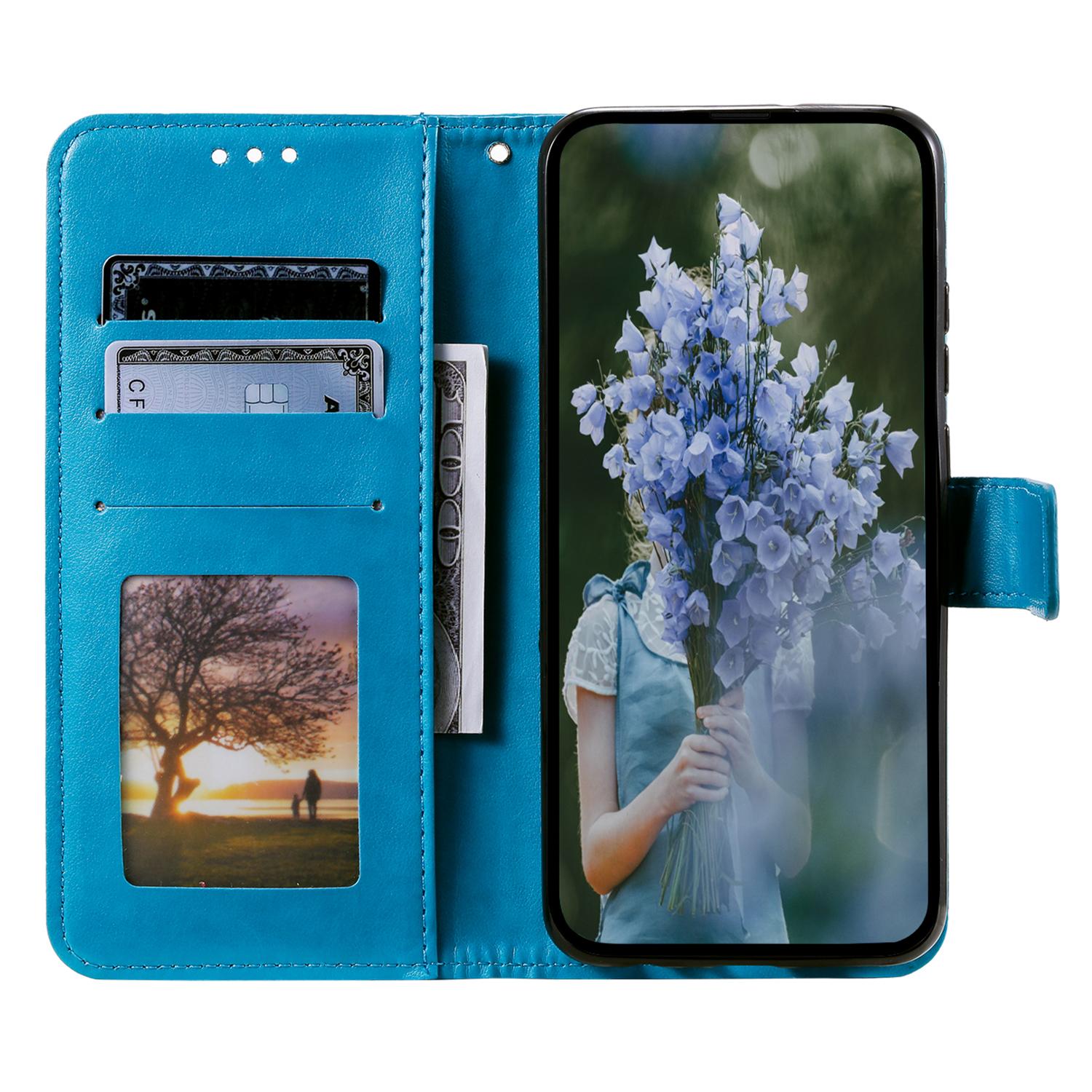 

For Samsung Galaxy S24 Leather Case Mandala Flower Wallet Cover with Strap Purple