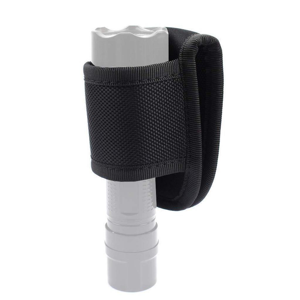 Étui de lampe de poche en cuir PU tissé en nylon, ceinture de service, support de lampe compact à pile D ouvert sur le dessus pour lampe de poche à pile D