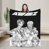 Kpop Ateez Band Blanket  Soft Graphic Plush Throw Blanket For Bedroom Picnic Flannel Bedspread Bed Cover