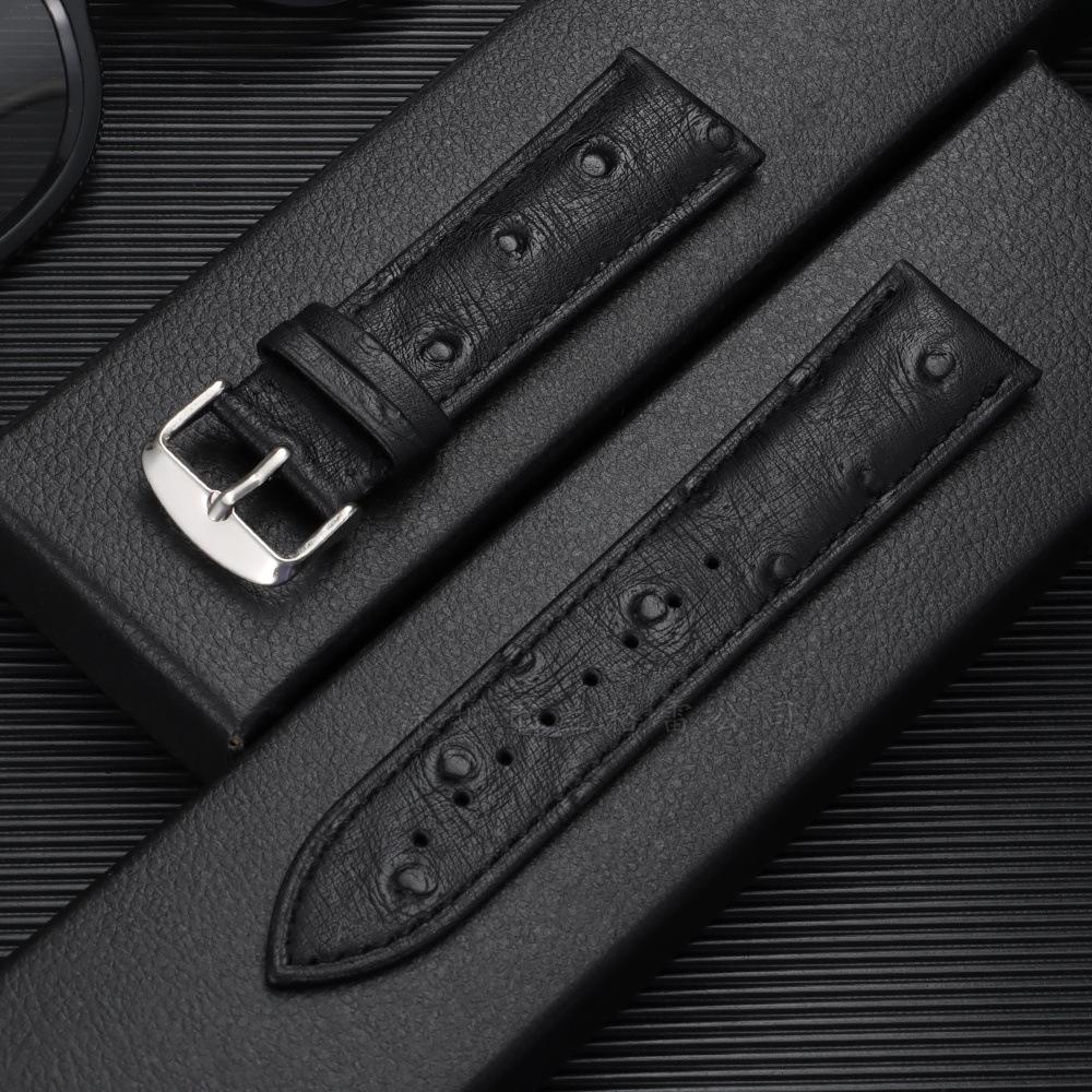 Ostrich Pattern Leather Strap Suitable for Various Brands of Smart Straps First Layer Leather Strap 18/19/21/20/22mm