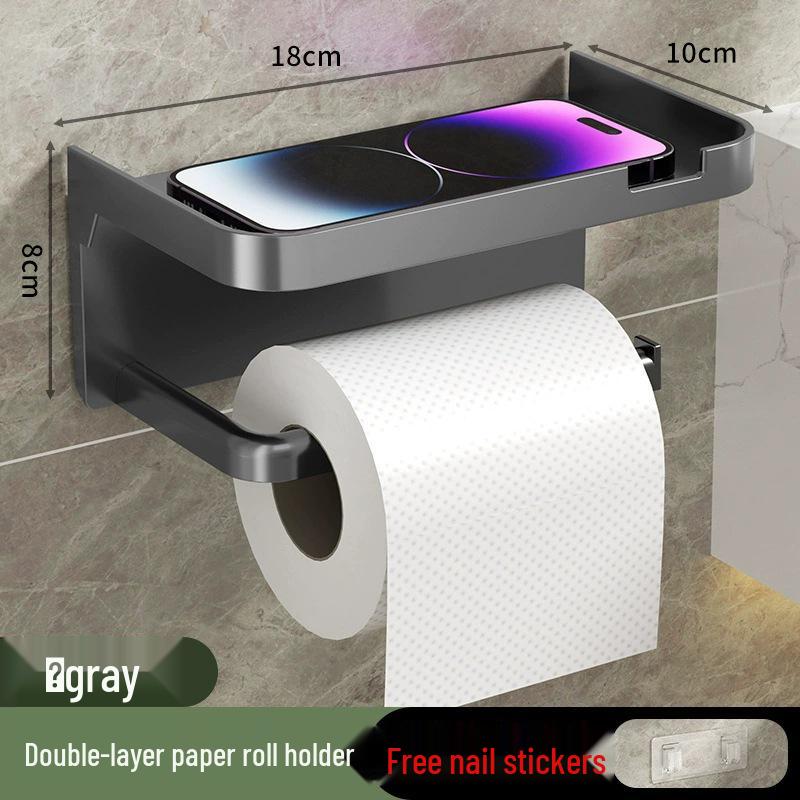 Wall-Mounted Punch-Free Bathroom Tissue and Washbasin Shelf.