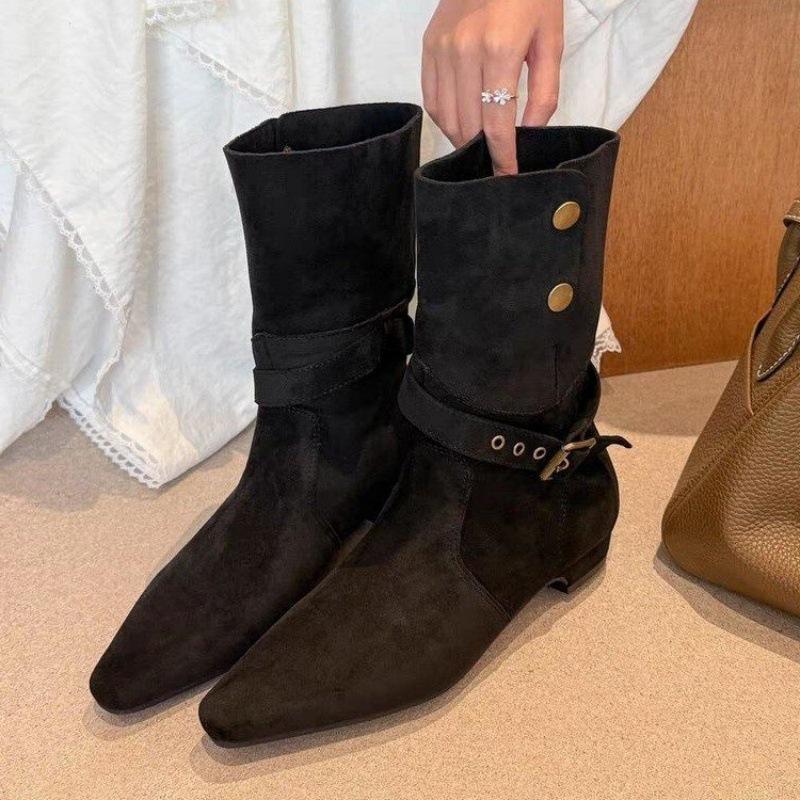 Stylish Niche Design Increases the Sense of Western Boots Women's 2025 Autumn and Winter New Belt Buckle Two Wear Matte Leather Short Boots