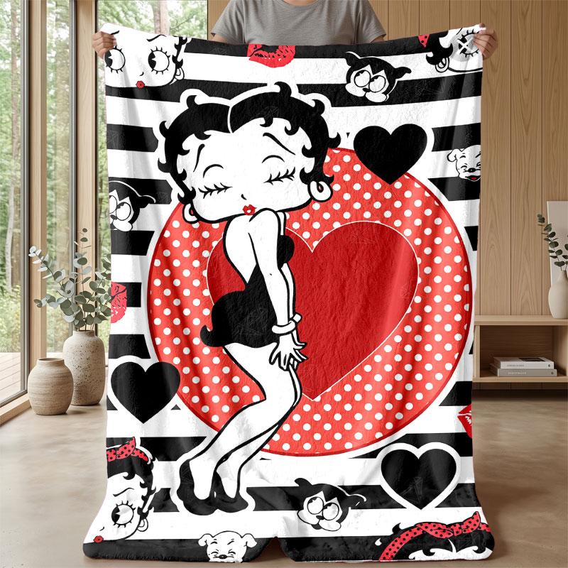 Soft Flannel Blanket Lightweight Cozy Bedroom Living Room CoverBetty Boop