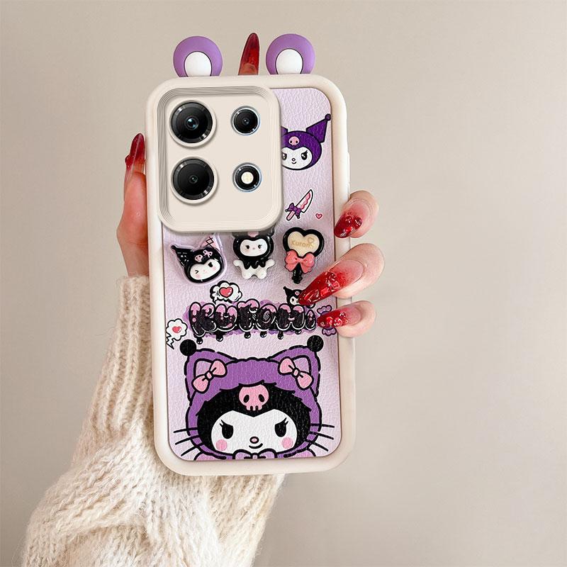 KEYSION Cute Ear 3D Cartoon Case for Infinix Note 30 with Bracelet Soft Silicone Shockproof Phone Cover for Infinix Note 30 5G