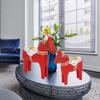 2PCS Hand Painted Swedish Dala Horse Red Wooden Horse Figurine  Home Decoration