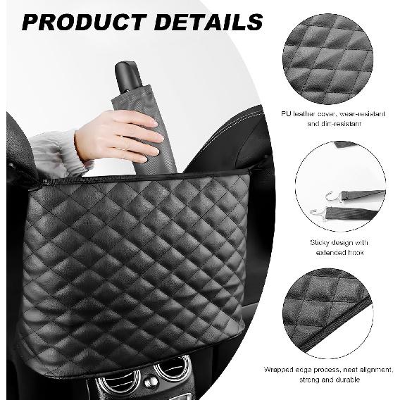 Car Net Pocket Handbag Holder, Large Capacity Automotive Purse Holder Organizer Between Two Seats, Leather Seat Storage Holders Barrier of Backseat