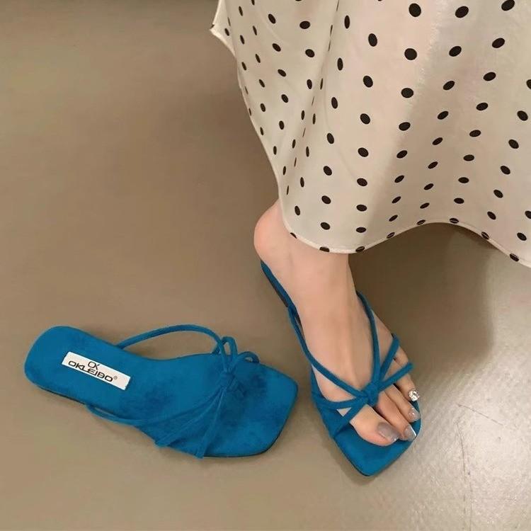 Fashion Women'S Fashion Slipper Casual Solid Crystal Roman Flat Slippers Sandals Shoes Women'S Outdoor Beach Sandals