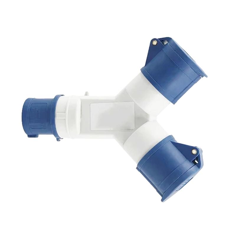 A95I-IP44 Waterproof Multi-Function 3Pin 16A Y-Type Industrial Plug Two-Way Connector Branch Socket Three-Phase Power 1-2