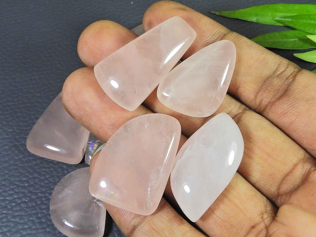 341Cts Natural Rose Quartz Fancy Cabochon Loose Gemstone 10Pcs Lot 23-32MM RQ-2873