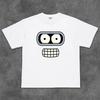 25 Sommer Neues Kurzarm-T-Shirt mit Cartoon "Fly Out of The Future" Aufdruck Reiner Baumwolle Rundhals Halbarm Oberteil T-Shirt
