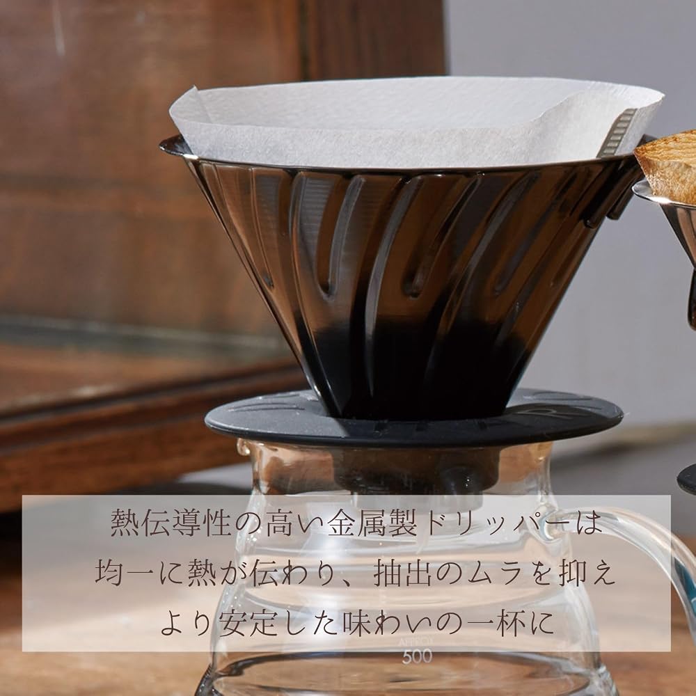 HARIO V60 Metal Coffee Dripper, 14-cup capacity, Matte Black, VDMR-02-MB